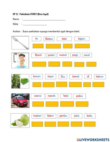 Ayat mudah perkataan kvkkv