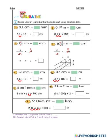Penukaran Panjang Tahun 5