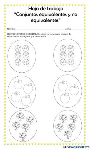 Conjunto equivalente y no equivalente