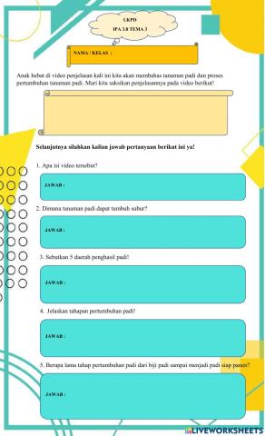 Tanaman Padi IPA 3.8 Tema 3