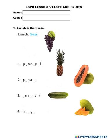 LKPD Lesson 5 Taste and Fruits