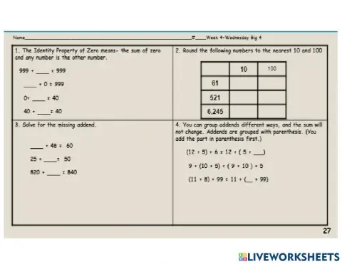 Big 4 Week 4 Wednesday