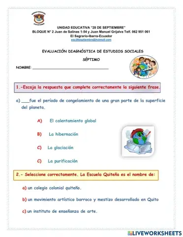 Evaluación diagnóstica de sociales