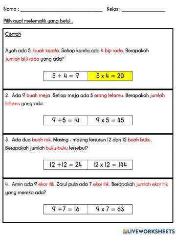 Penyelesaian masalah (tambah dan darab)