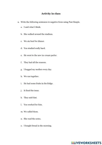 Past simple in negative