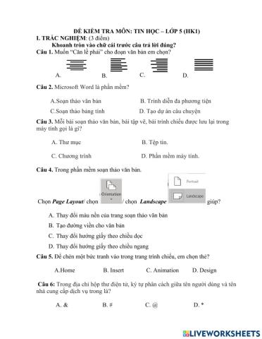 Kiểm tra môn tin học lớp 5(hk1)