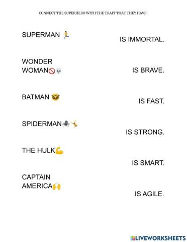 Superhero traits Matching