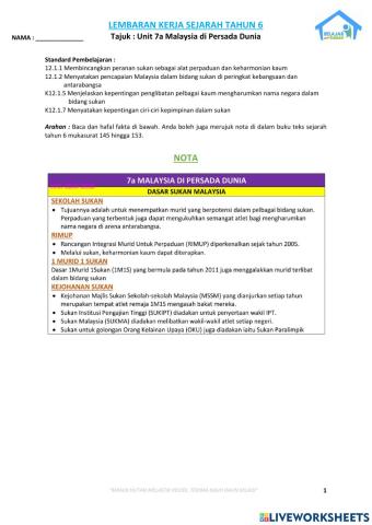 Unit 7 malaysia di persada sukan (part 1)