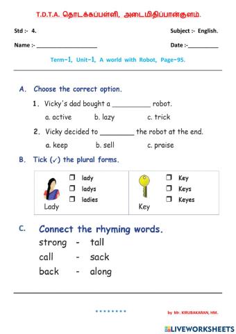 4th English, A World with Robots.
