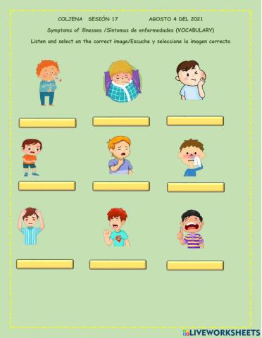 Symptoms of illnesses