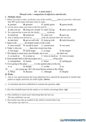 Phrasal verbs and comparision