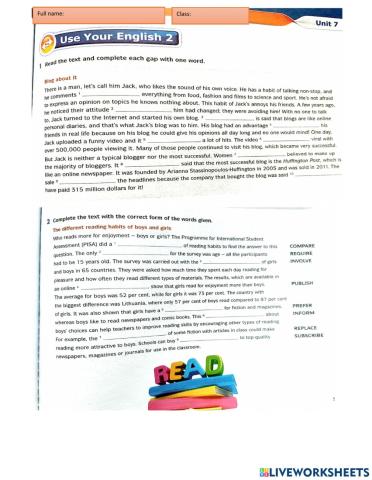 UNIT 7 - THE MEDIA (ENGLISH DOWNLOAD B1 WORKBOOK pg 53)