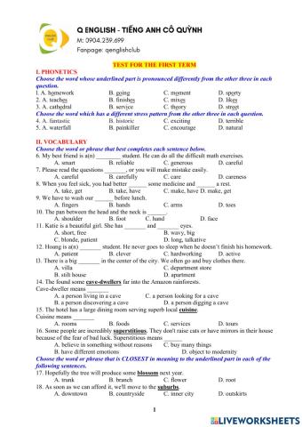 QQQ-G6-test for the first term