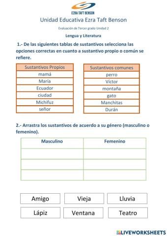 Lección sustantivos y diminutivos