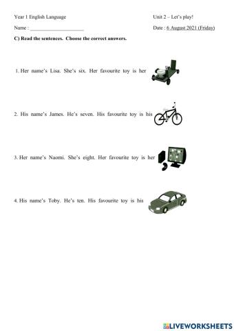 Unit 2 - Let's play!