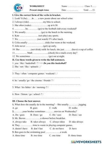 Present simple tense - 1