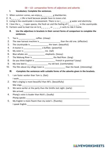 Comparative forms of adjectives and adverbs 3