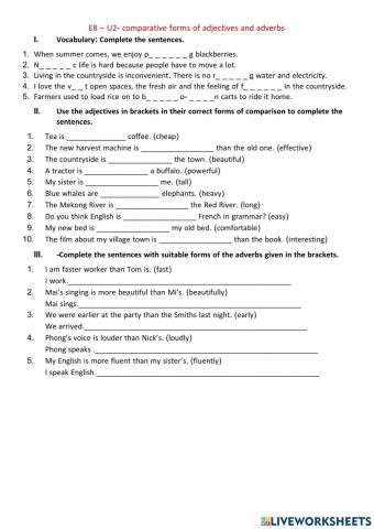 Comparative forms of adjectives and adverbs 3