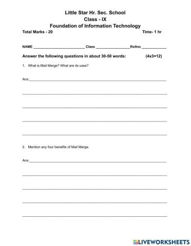 Class 9 FIT (Mail Merge)