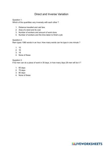 Direct and Inverse Variation