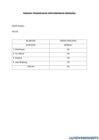 Borang pemarkahan mewarna