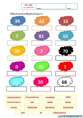 数字ตัวเลข