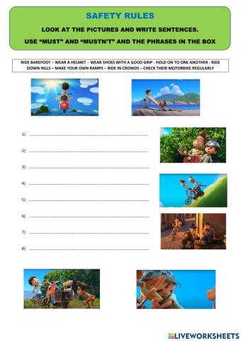 Safety rules -  Write sentences (MUST-MUSTN'T)