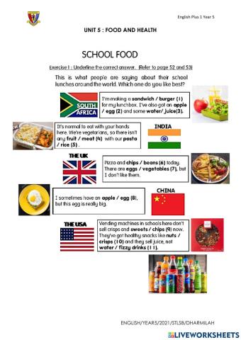 Food and Health-Unit 5-Year 5