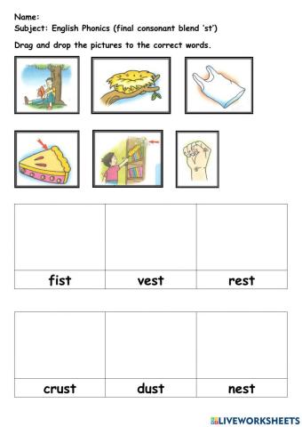 Final consonant blend 'st'