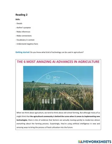 Unit 6 New Technology AI advances in agriculture