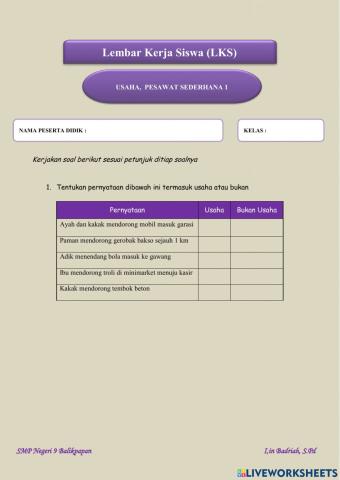 Usaha dan Pesawat Sederhana 1