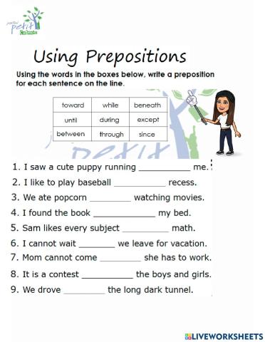 Prepositions and possessive nouns