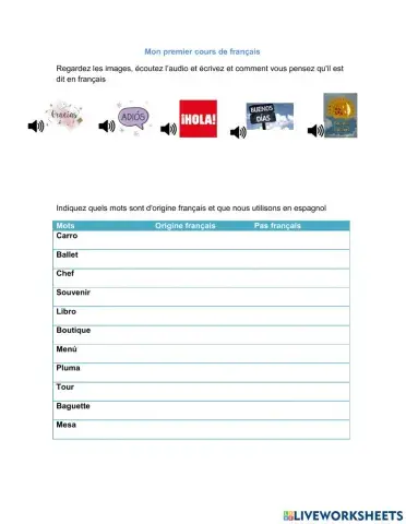 Premier course de français