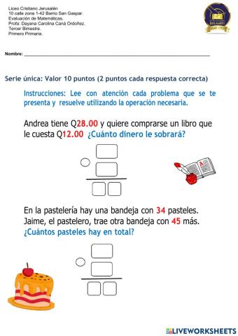 Evaluación de Matemáticas.