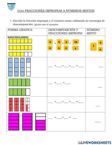 Fracciones impropias y número mixto