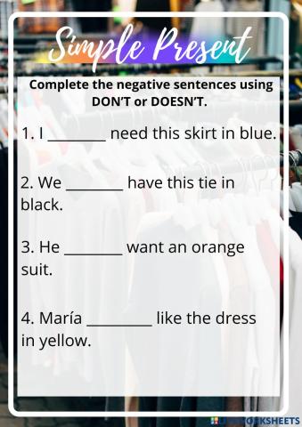 Simple present: Negative sentences