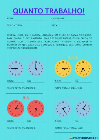 Quanto trabalho! horas