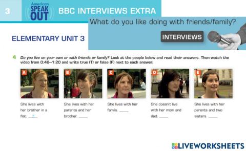 Interview unit3 ex4 speak out elementary