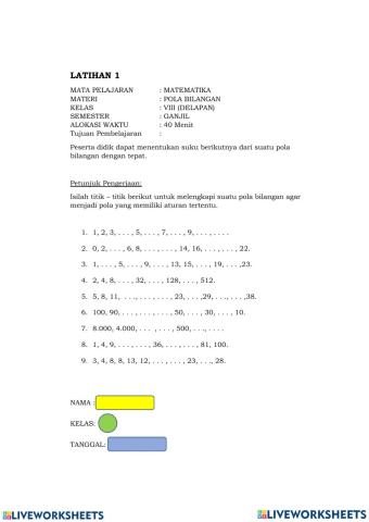 Keterampilan pola bilangan