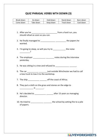 Phrasal Verbs with DOWN (3)