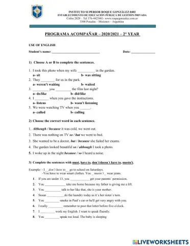 2º Year - Use of English - Programa Acompañar - TT