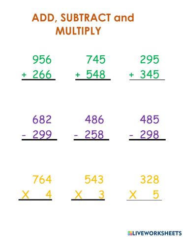 Add Subtract and Multiply