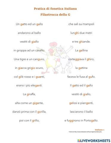 La Filastrocca della G