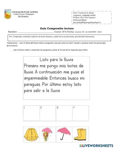 Compresión lectora listo para la lluvia