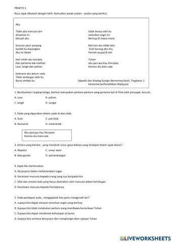 Pemahaman :sajak Aku
