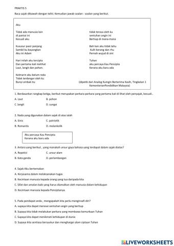 Pemahaman :sajak Aku