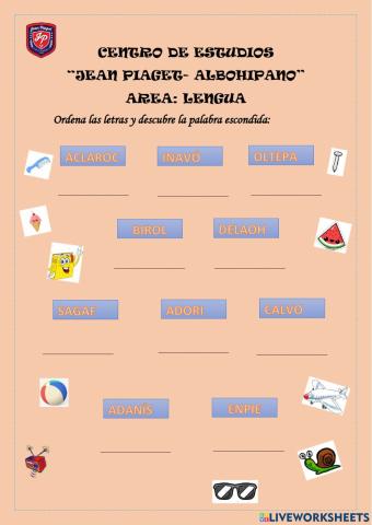 Ordena las letras y encuentra la palabra 2