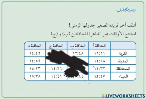 الجداول الزمنيه