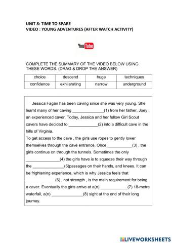 B1 close up unit 8 video watching