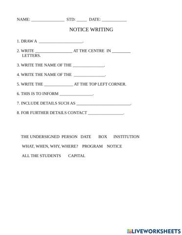 Notice writing